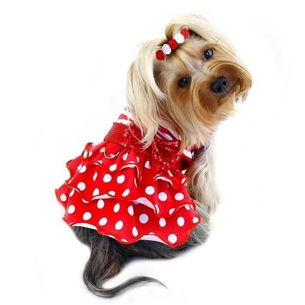 Klippo Pet KDR062LZ Sparkling Bow Ruffle Layered Dress - Large, Klippo Pet, Mfr#: KDR062LZ